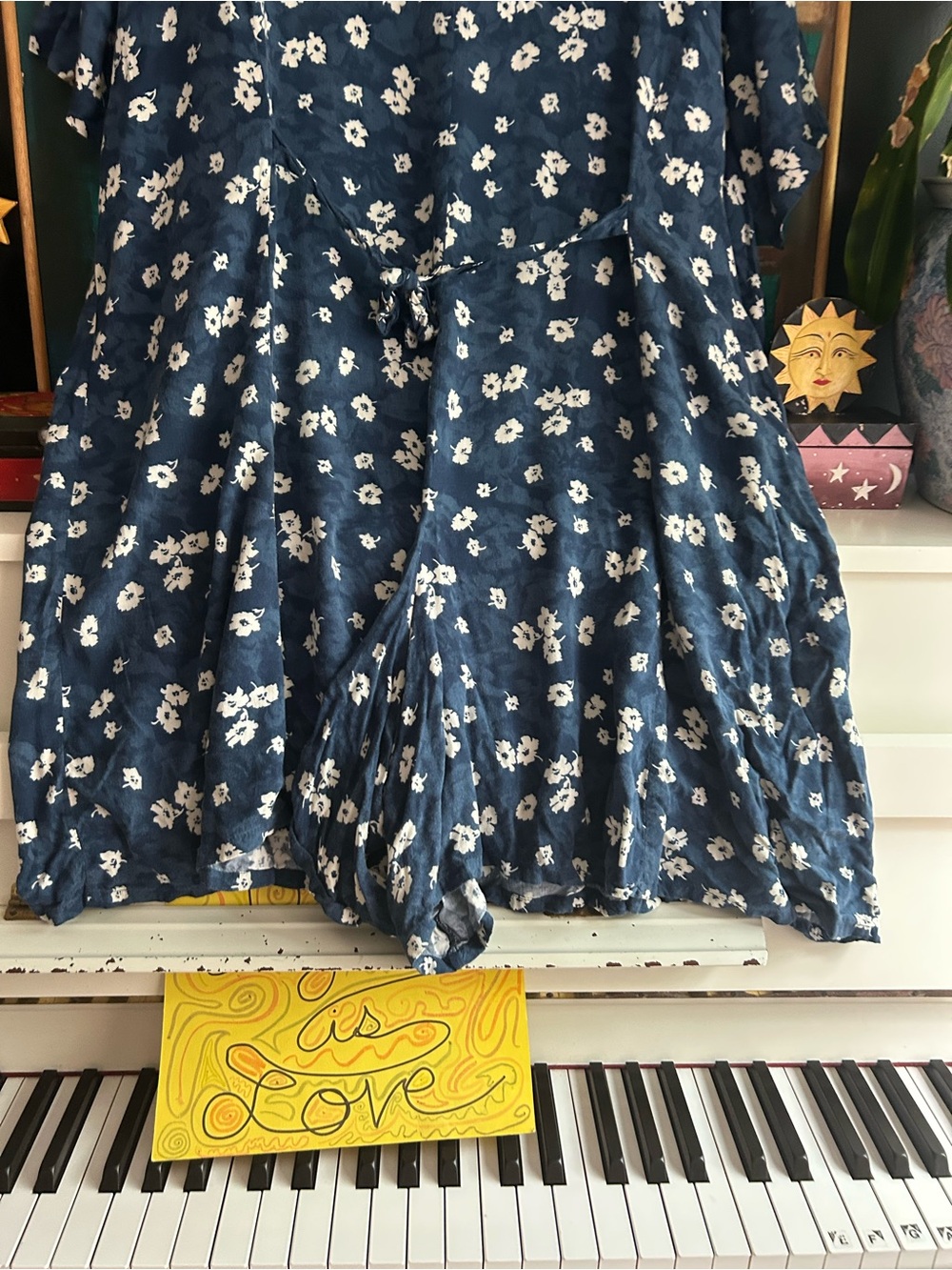 Vintage Cotton Ginny Plus Blue Floral Rayon Button Front Dress L Made Canada - Picture 11 of 15
